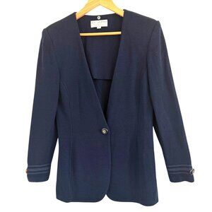 Vintage St. John Knit Jacket Made USA Blue Size 10